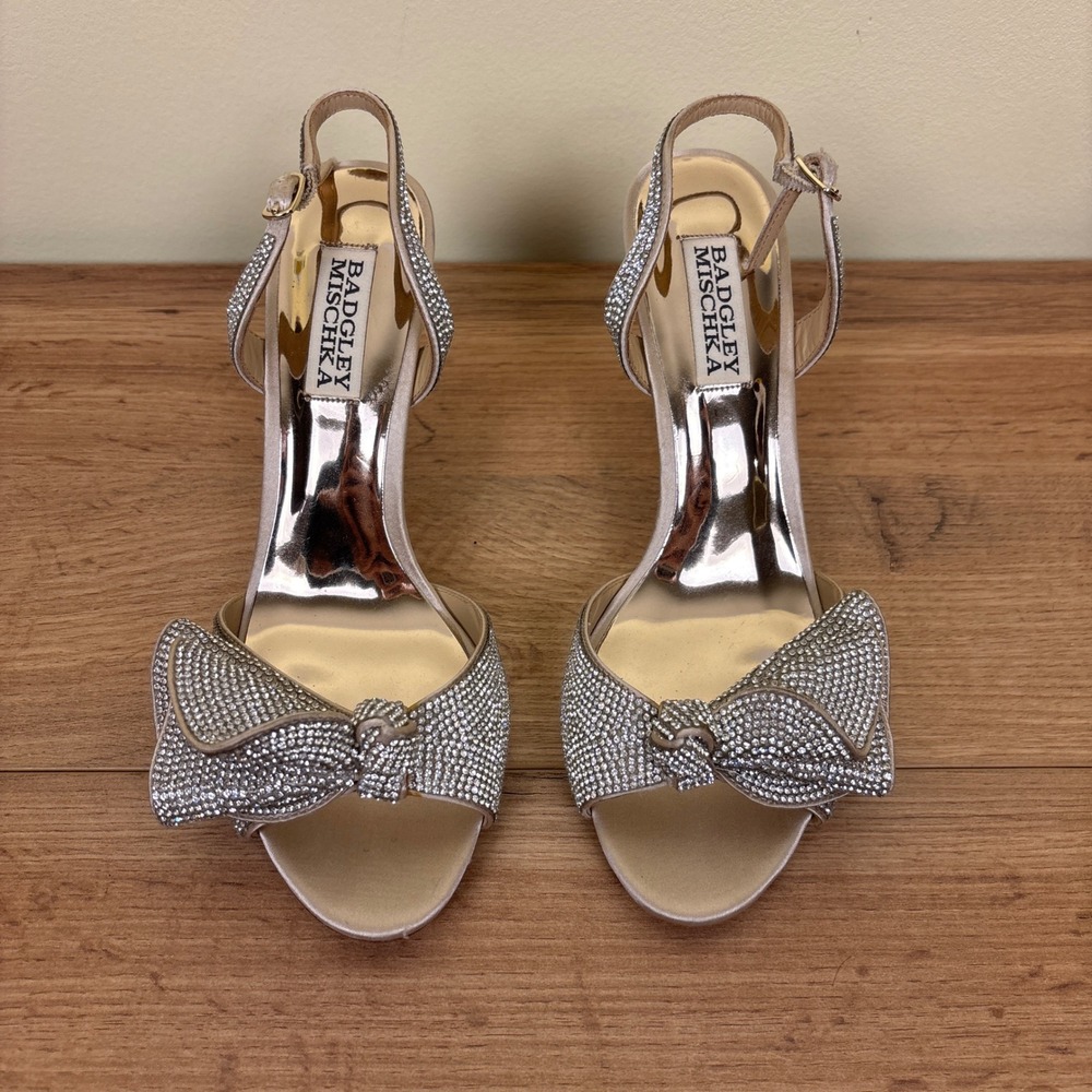 BADGLEY MISCHKA Rennie Statement Stiletto Heel Nude Women Size 6.5 Formal Party - Picture 4 of 14